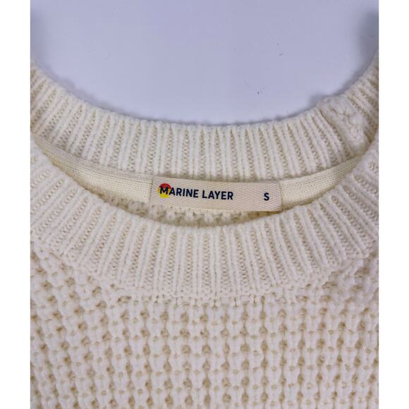 Marine Layer Cream Multi Stripe Waffle Knit Sweater Size Small - Picture 6 of 10